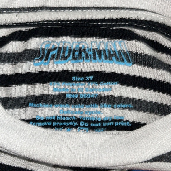 Spider-Man short sleeve T-shirt 3T navy and white stripe - Picture 3 of 4